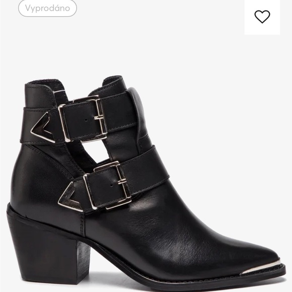 Genuine Black Leather Ankle Boots with Silver Buckle and tips size 8 - Picture 2 of 9